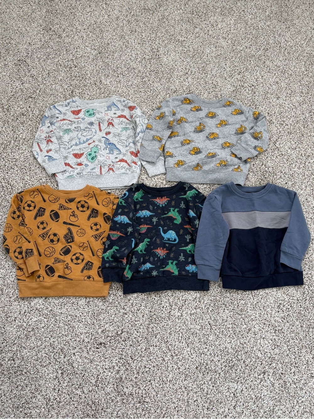 Jumping Beans Toddler Boy Fleece Crewneck Pullover Sweatshirt Bundle Lot, 3T